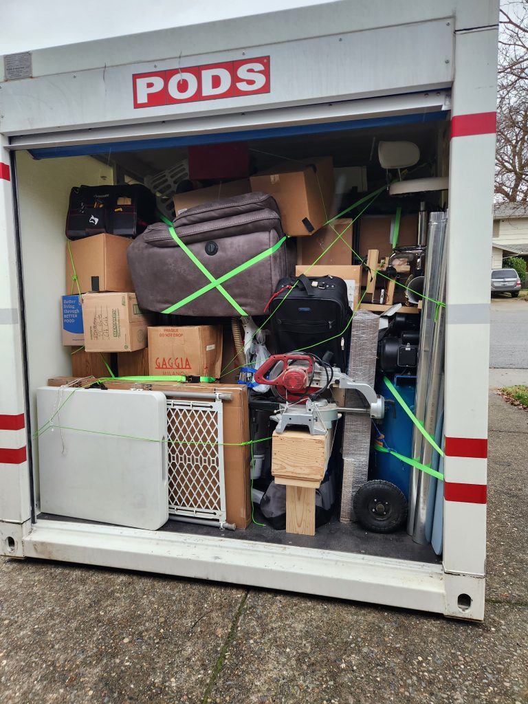 POD as it arrived in CA. Full and with the items in the same place they were when it left IA.